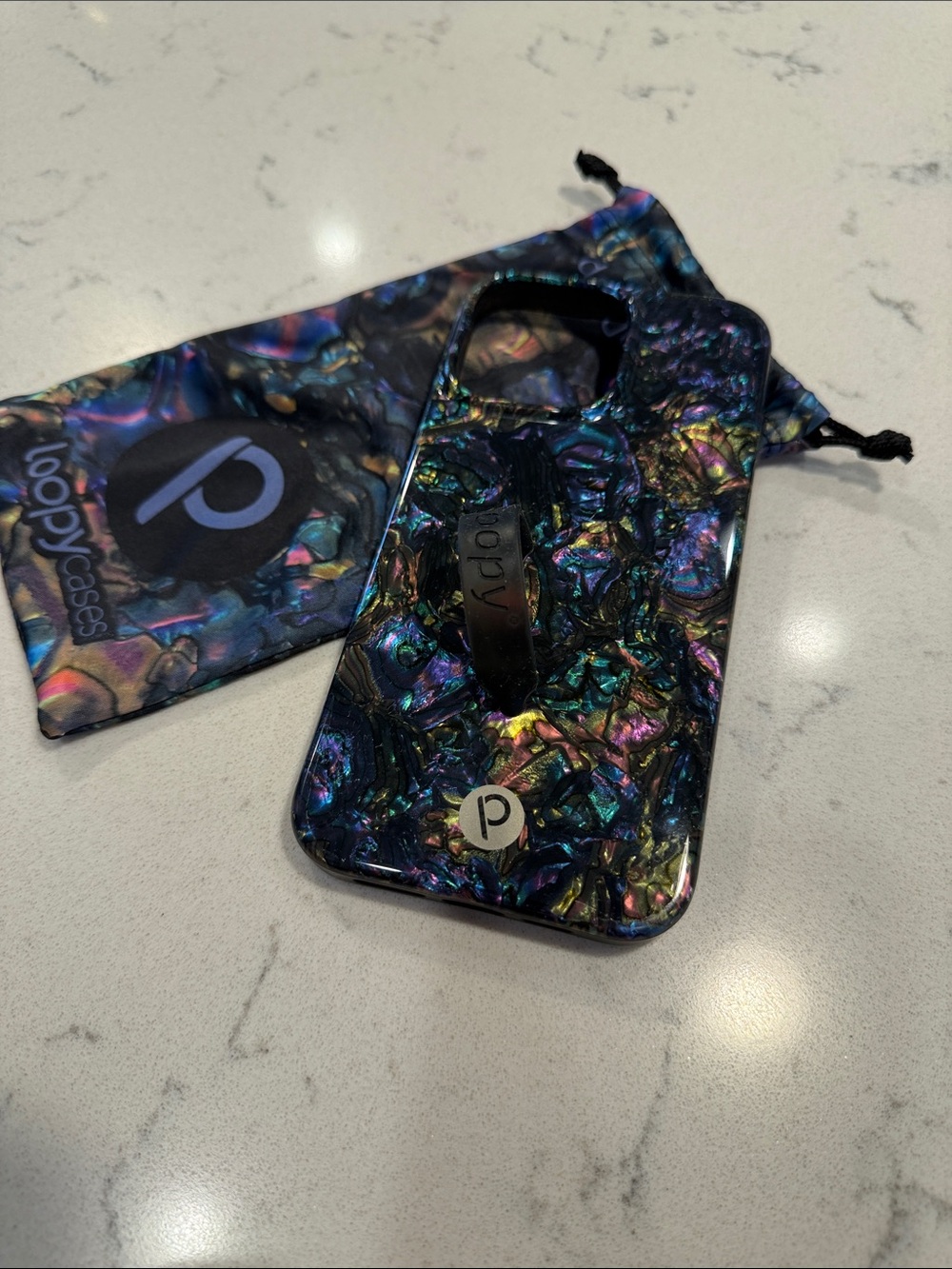 Loopy Case Iridescent Multicolor Phone Case with Grip Loop iPhone 14 Pro Max